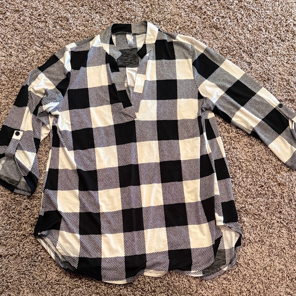 Black and White Plaid Shirt